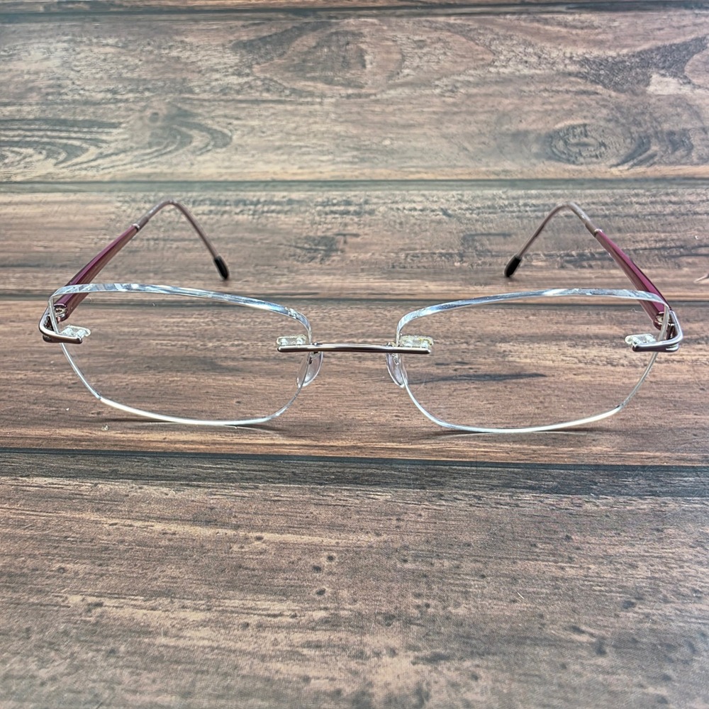 Silhouette 7622 Rimless Eyeglasses Burgundy Silver Titanium Frames 52-19-140
